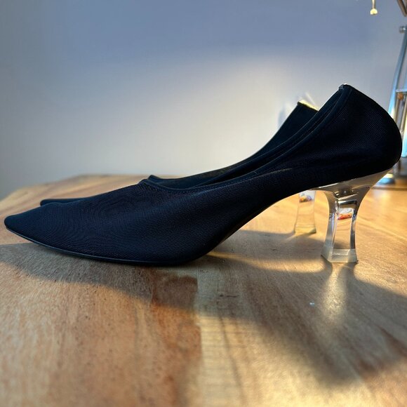 THE ROW Sock Pump 65 black mesh clear lucite kitten pump EU 41 - Picture 3 of 5